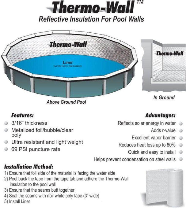Covertech Industries LINERS Above Ground Covertech Thermo-Wall Above Ground Pool Wall Insulation, 48" (per foot) - TW-3213-48-250 10003270 Covertech Thermo-Wall Above Ground Pool Wall Insulation, 48" per foot pool companies near me pool company pool installers near me pool contractors near me